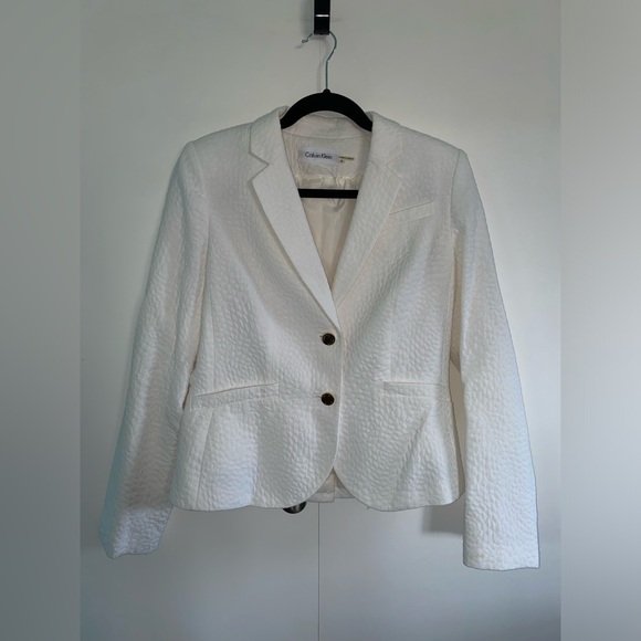 Calvin Klein Ivory Textured Suit Jacket - Picture 1 of 13